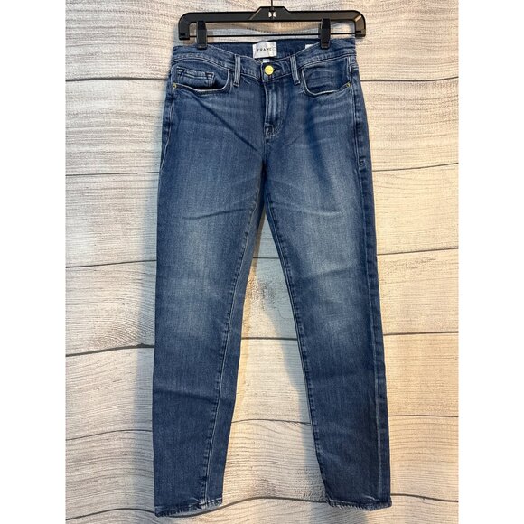 Frame Le Garcon Medium Wash Straight Leg Denim Jeans Size 24 - Picture 2 of 4
